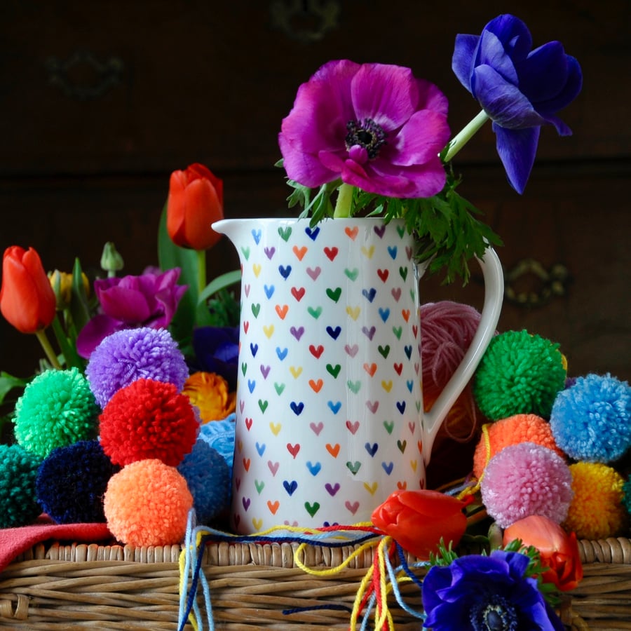 Love Hearts Farmhouse Jug - Hand Painted