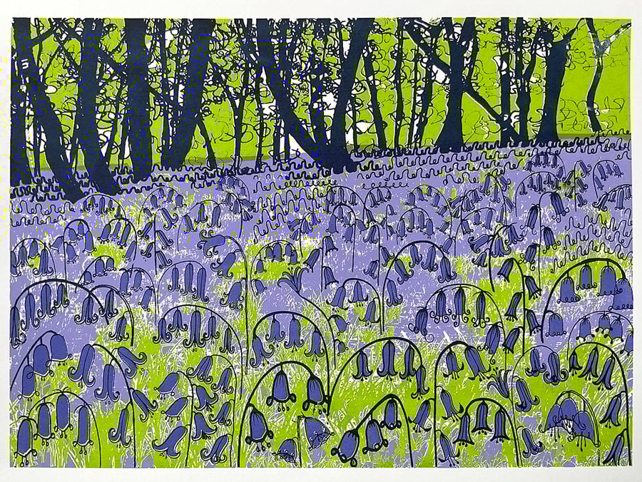 'Bluebell Woods' original screen print - MISPRINT