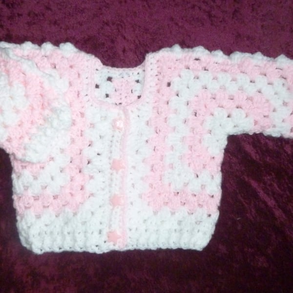 crochet baby button up hexagon cardigan ( ref FA 470 G1 )