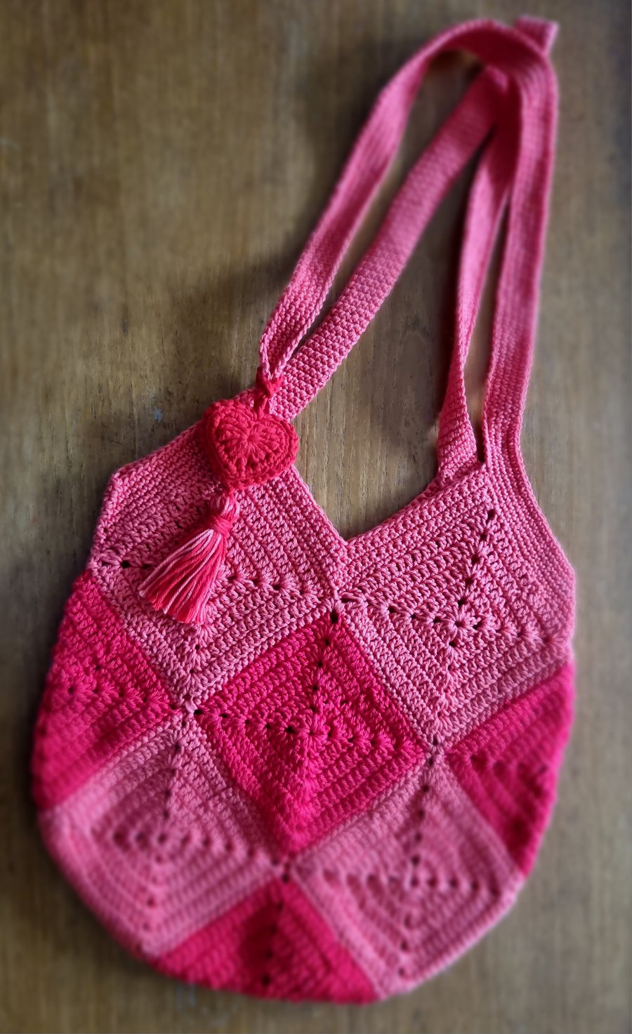 Crocheted Bag with Heart Charm