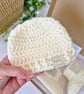 Hello World Crochet Baby Hat & Booties Set - Cream Newborn Gift - Image 2