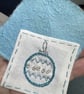 Hand embroidered Christmas card with a shiny blue and silver beaded bauble - Image 4