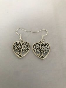 tree of life heart charm hook earrings