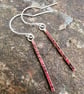 Copper Textured Square Bar Dangle Earrings - Image 1