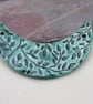 Emerald Green Leaf Pattern Ceramic Crescent Bib Pendant - Image 1