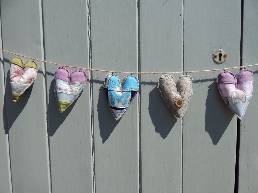 Patchwork heart bunting - 60cm -  With Love 