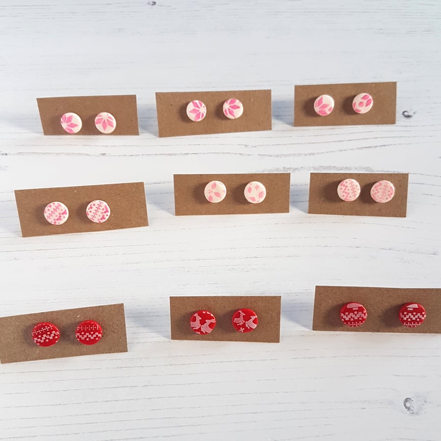 Nordic or Scandi Christmas stud earrings CHOOSE YOUR STYLE