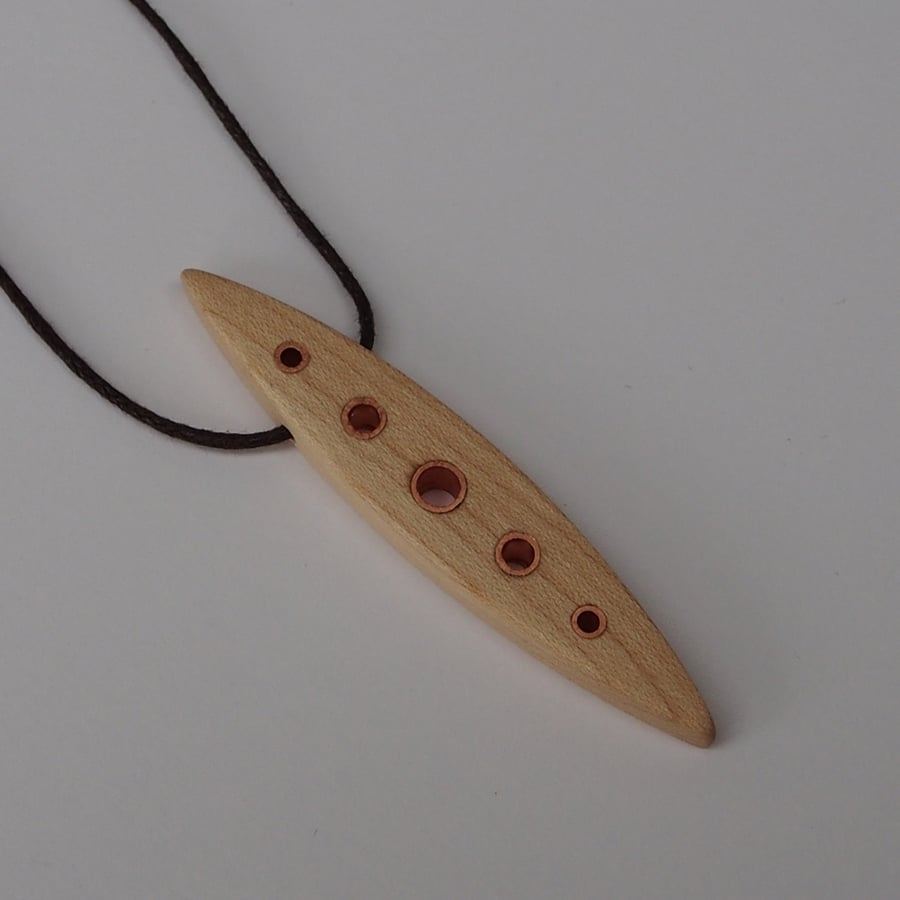 Maple & Copper or Aluminium Pendant, Tapered, Made to Order