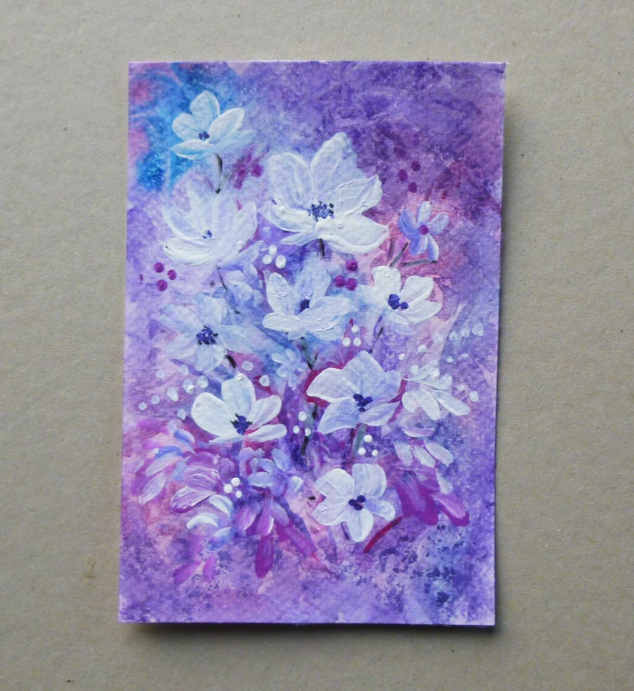 original art hand painted mini floral painting ( ref FA 315 D2 )