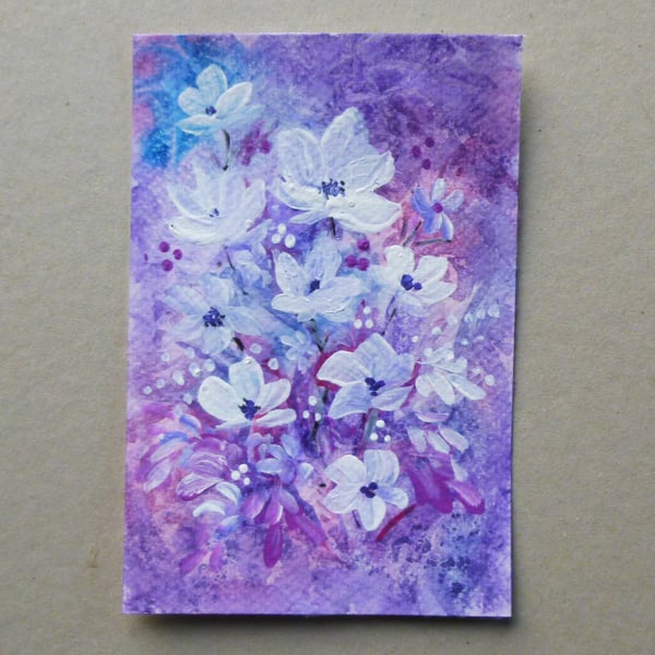 original art hand painted mini floral painting ( ref FA 315 D2 )