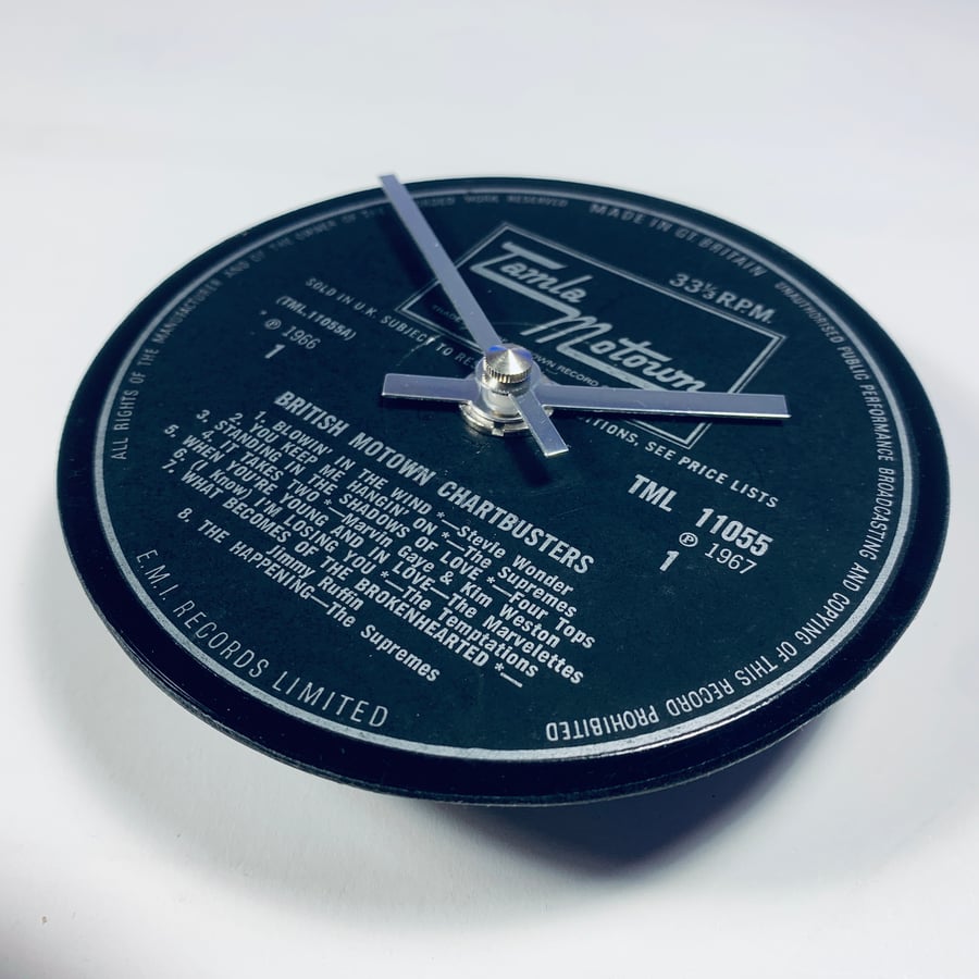 British Motown Chartbusters - clock made from vinyl record.