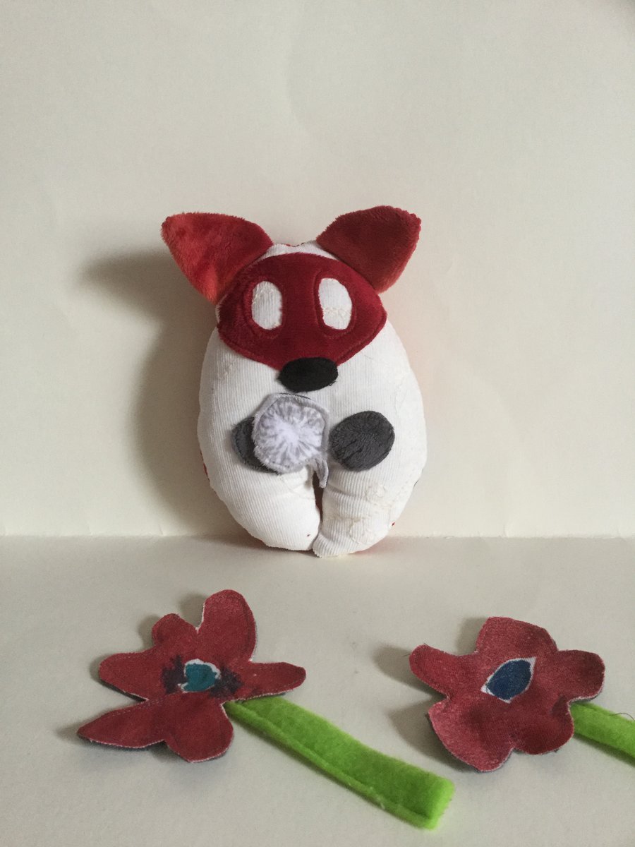 Fox Plushie, Handmade Fox Wish Guardian plushie with silver Dandelion, Nursery