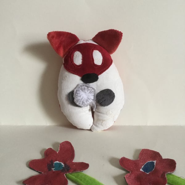 Fox Plushie, Handmade Fox Wish Guardian plushie with silver Dandelion, Nursery