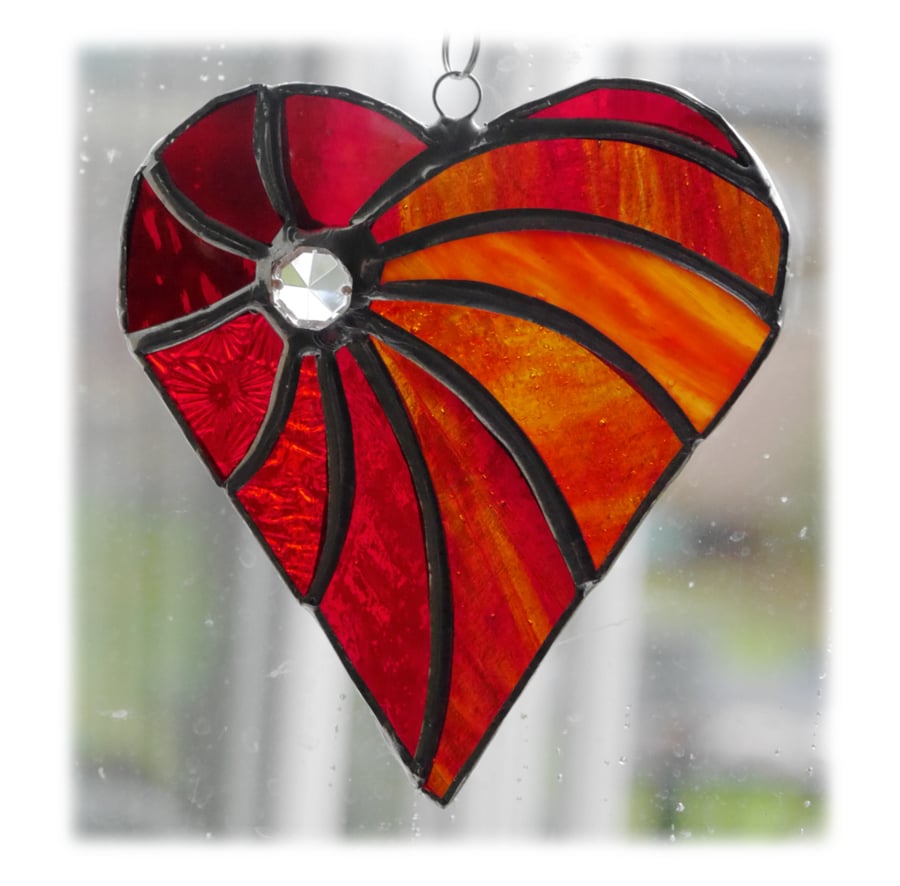 Swirled Heart Stained Glass Suncatcher 