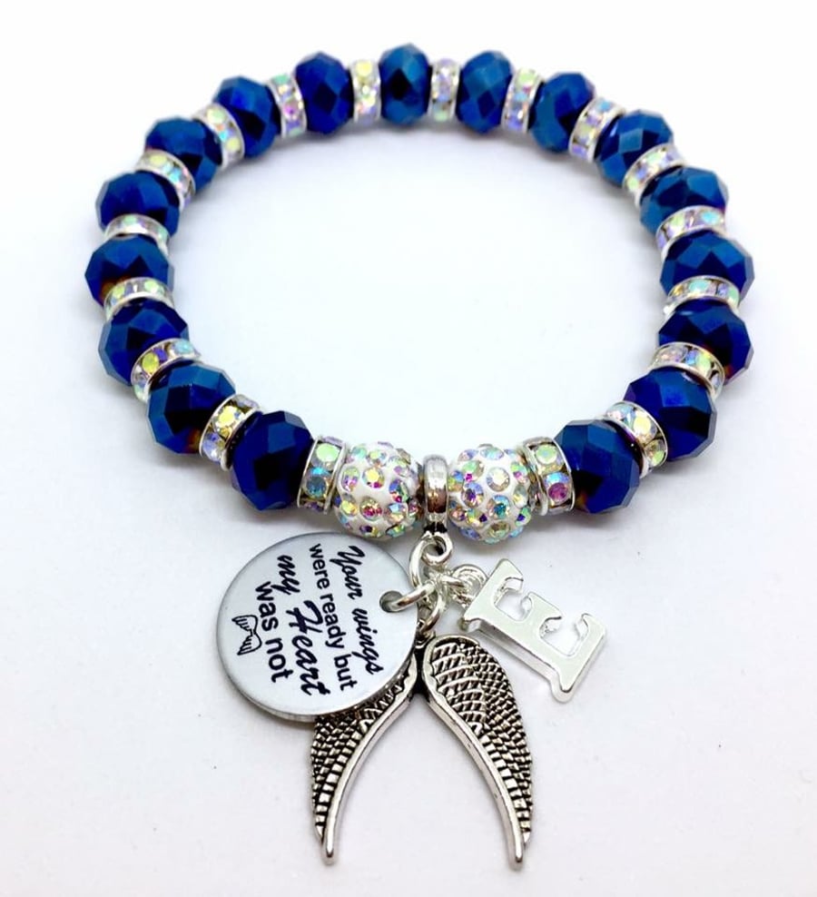 Blue Shamballa your wings were ready but my heart was not personalised bracelet 