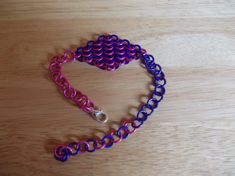 Pink and purple chainmaille bracelet