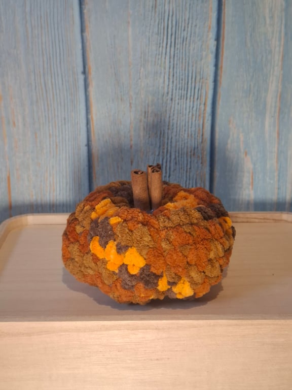 Crochet Pumpkin with Cinnamon Sticks