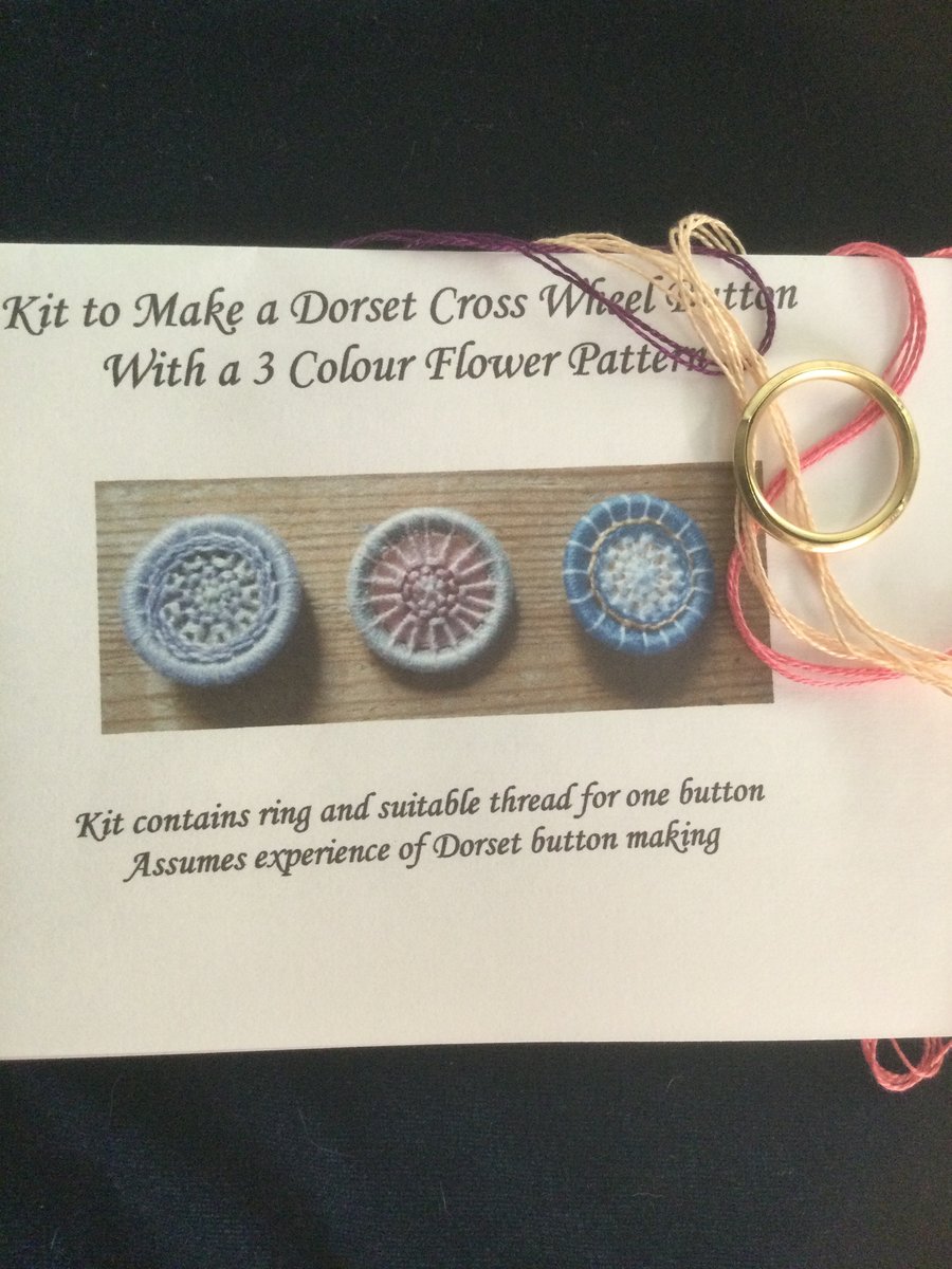 Dorset Button Flower Pattern Kit, Pinks and Purple, F3