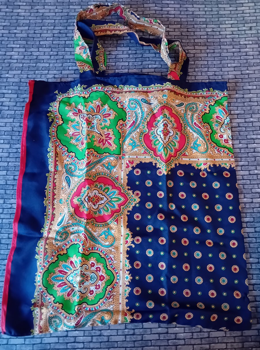 Vintage Headscarf - Shopping or Tote Bag - Retro Pattern Print