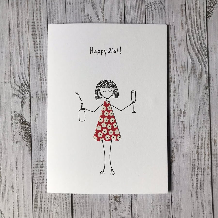 Happy 21st,  21st Birthday card, Personalised card