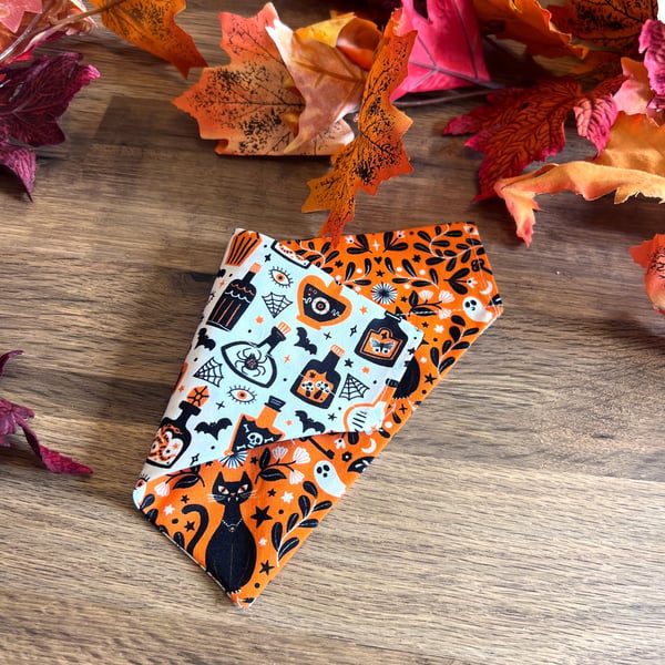 Fully Reversible Over the Collar Dog Bandana - Potions & Halloween Motifs