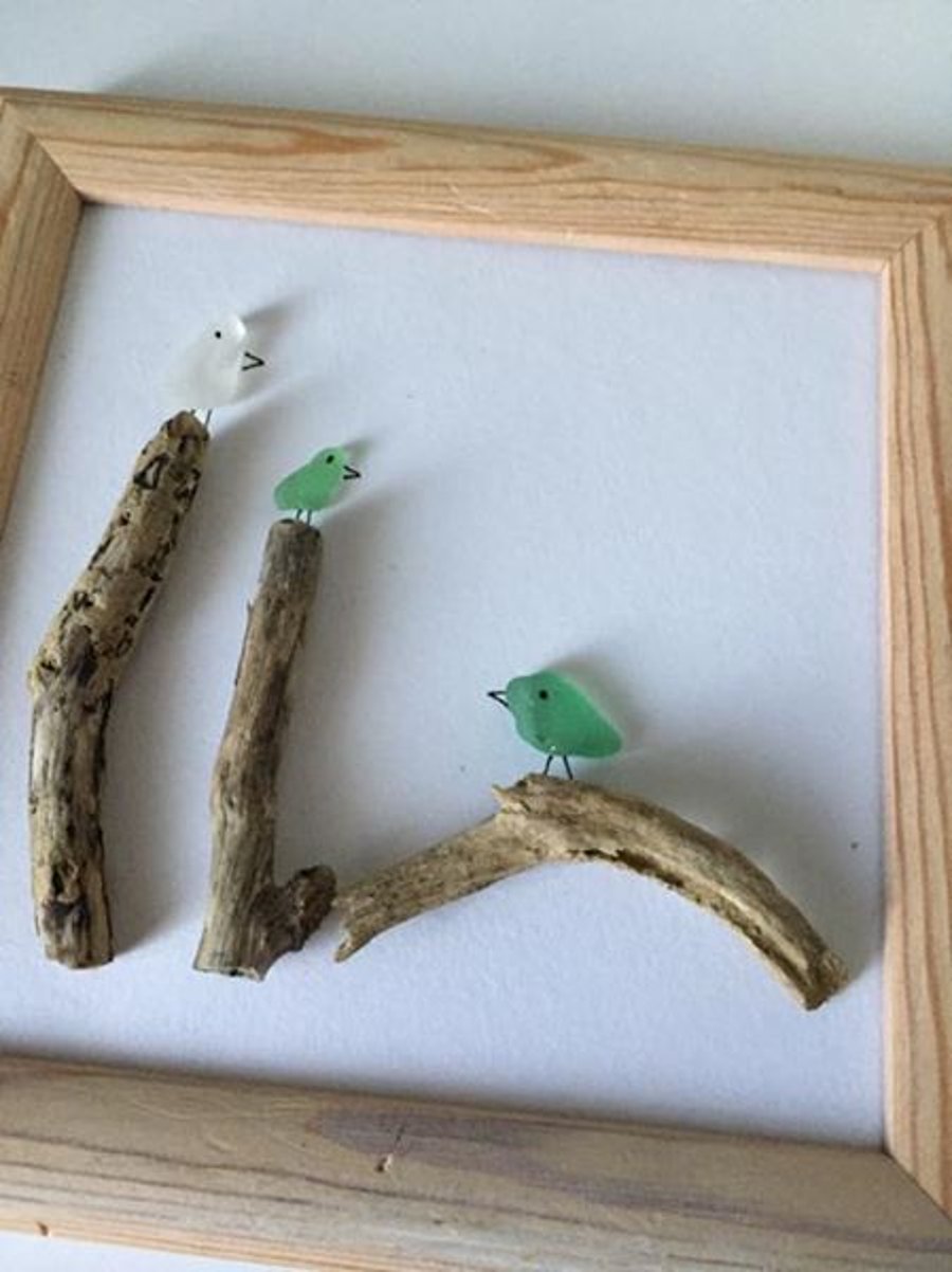 Sea Glass and Driftwood Picture