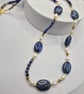 Lapis Lazuli & Pearl Necklace – Gold Plated Sterling Silver – Handmade Gemstone 