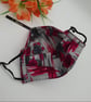 Face mask, large, adjustable, 3 layer,  washable in pink and grey  - Image 8