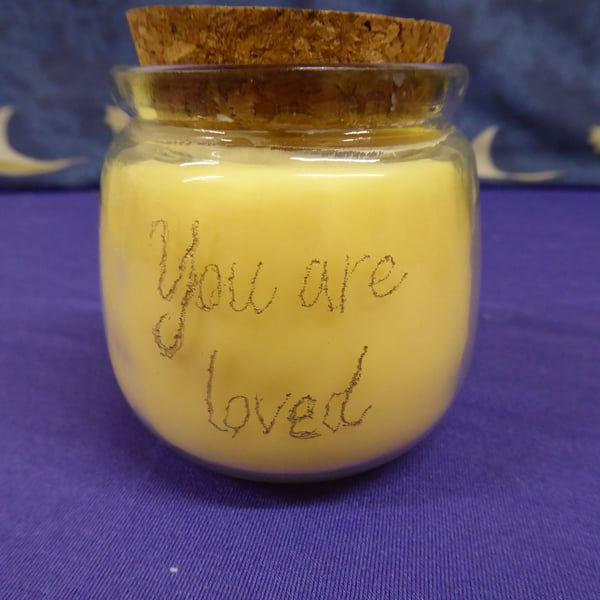 Hand Engraved You are loved Soy Wax Candle