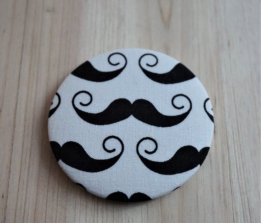 Hipster Moustache Fabric Pocket Mirror