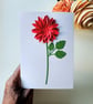 Red Dahlia - Flower Shop Moments, Blank Handmade Floral Card 