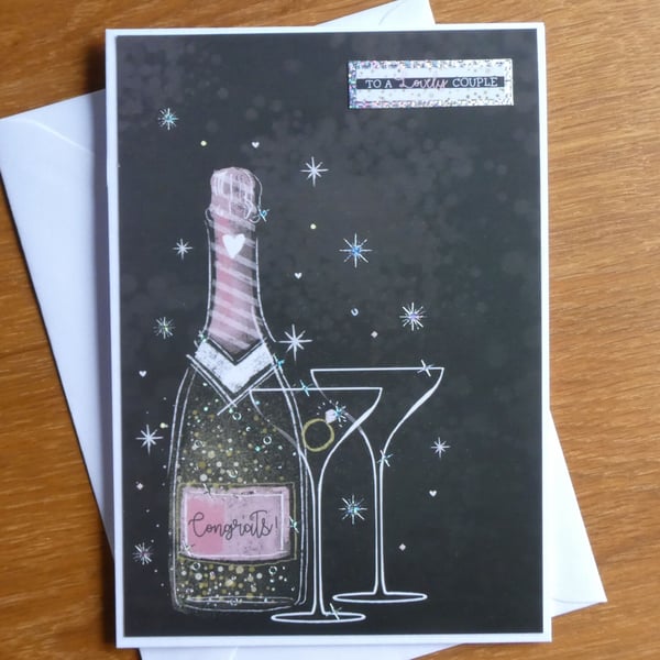 Engagement Congratulations Card - Champagne and Glasses
