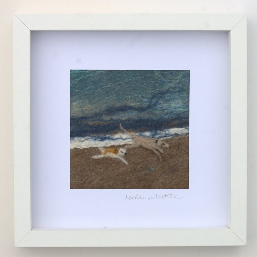 Beach dogs - original felted art