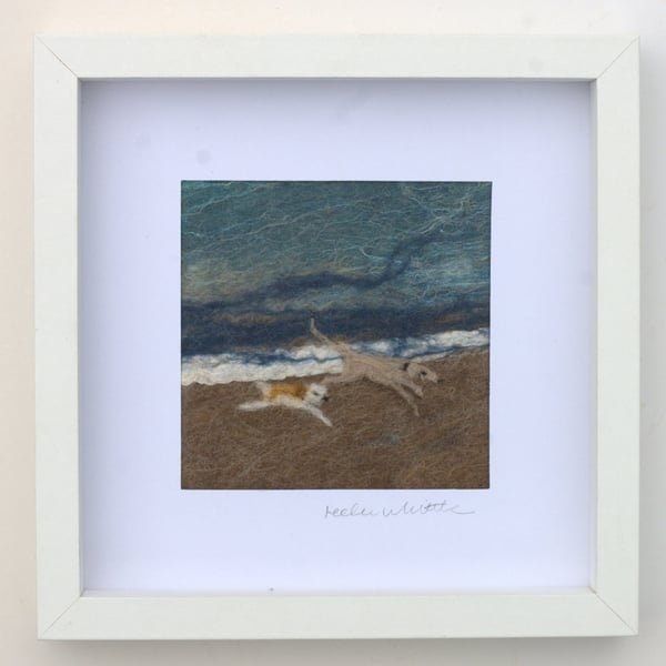 Beach dogs - original felted art
