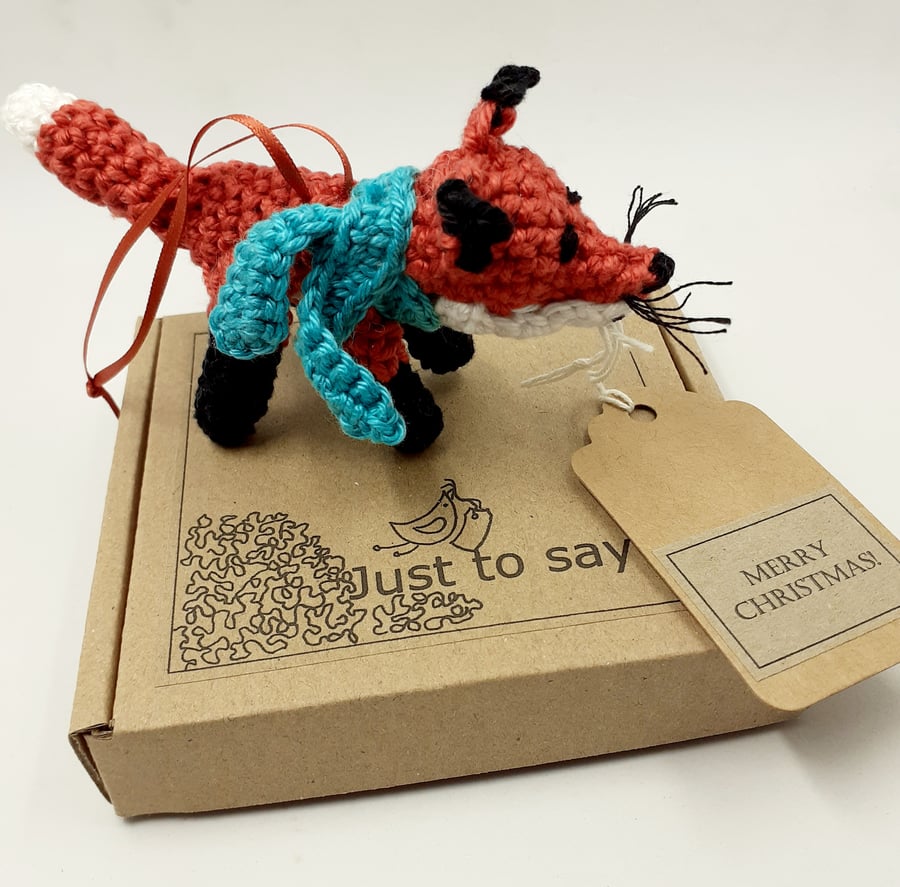 Crochet Foxy Tree Decoration  - Alternative to a Greetings Card