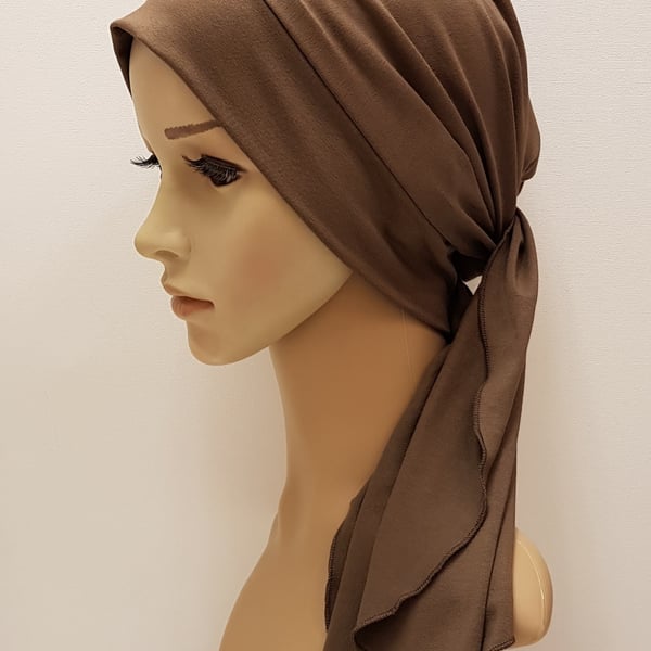 Viscose jersey head wear for women, chemo turban with ties, head snood, tichel