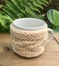 Cream Aran Mug Cosy, Knitted Leaf Design Mug Cosie - Image 5