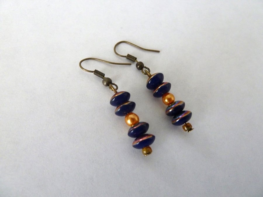 blue disc earrings