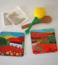 Red and Green Landscape Coasters with Art Prints - Image 5