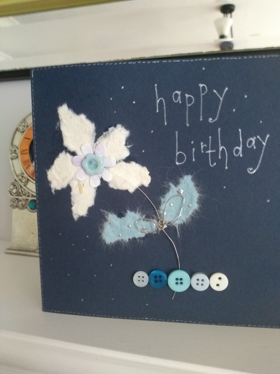Navy blue funky birthday card
