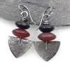 Oxidised silver and agate Shovel earrings