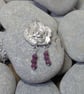 Fine Silver and Ruby Flower Pendant