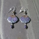 Handcrafted Polymer Clay Moth Wing Earrings with Sterling Silver Hooks