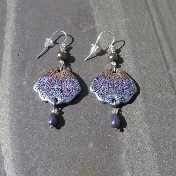 Handcrafted Polymer Clay Moth Wing Earrings with Sterling Silver Hooks