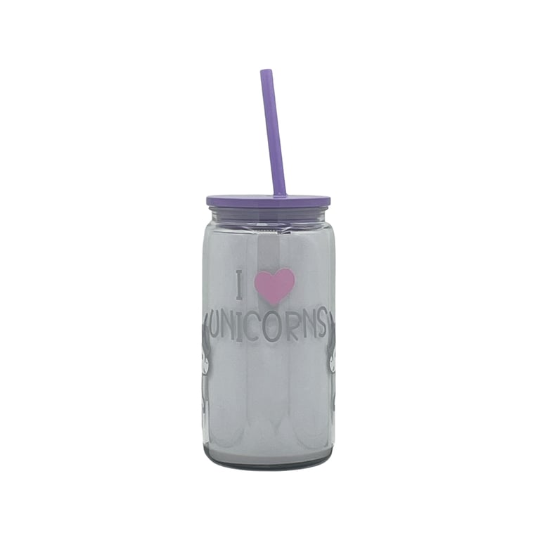 I Love Unicorns Purple Tumbler