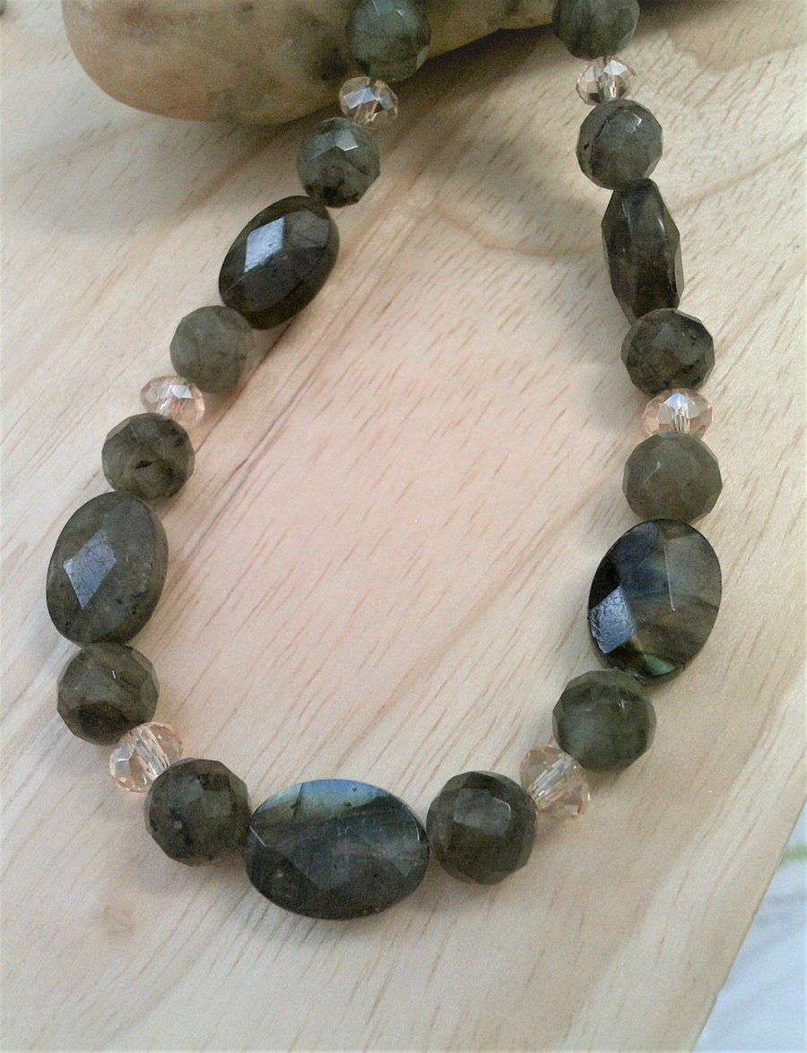 Labradorite Gemstone Necklace Choker, Labradorite Jewellery