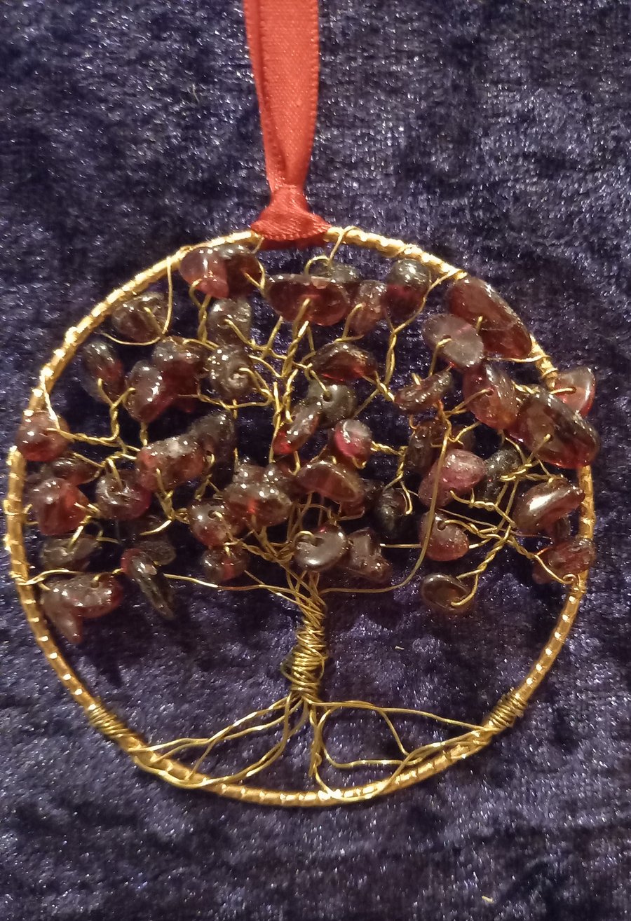Garnet tree of life bangle hanger 