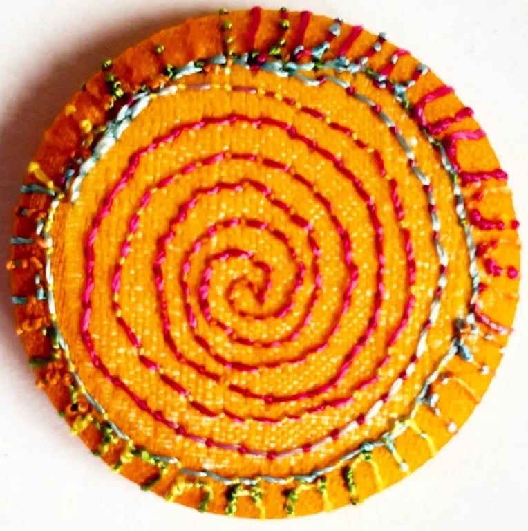 Buttons 1 inch button Hand Dyed Silks and Cottons Free Machine Embroidery Button