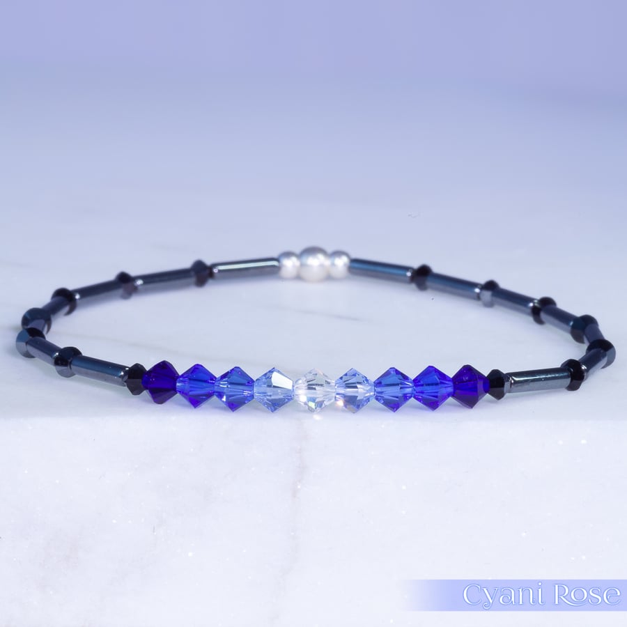Bracelet hematite and Swarovski unisex