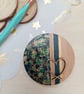Wooden Deep green gold heart pocket mirror